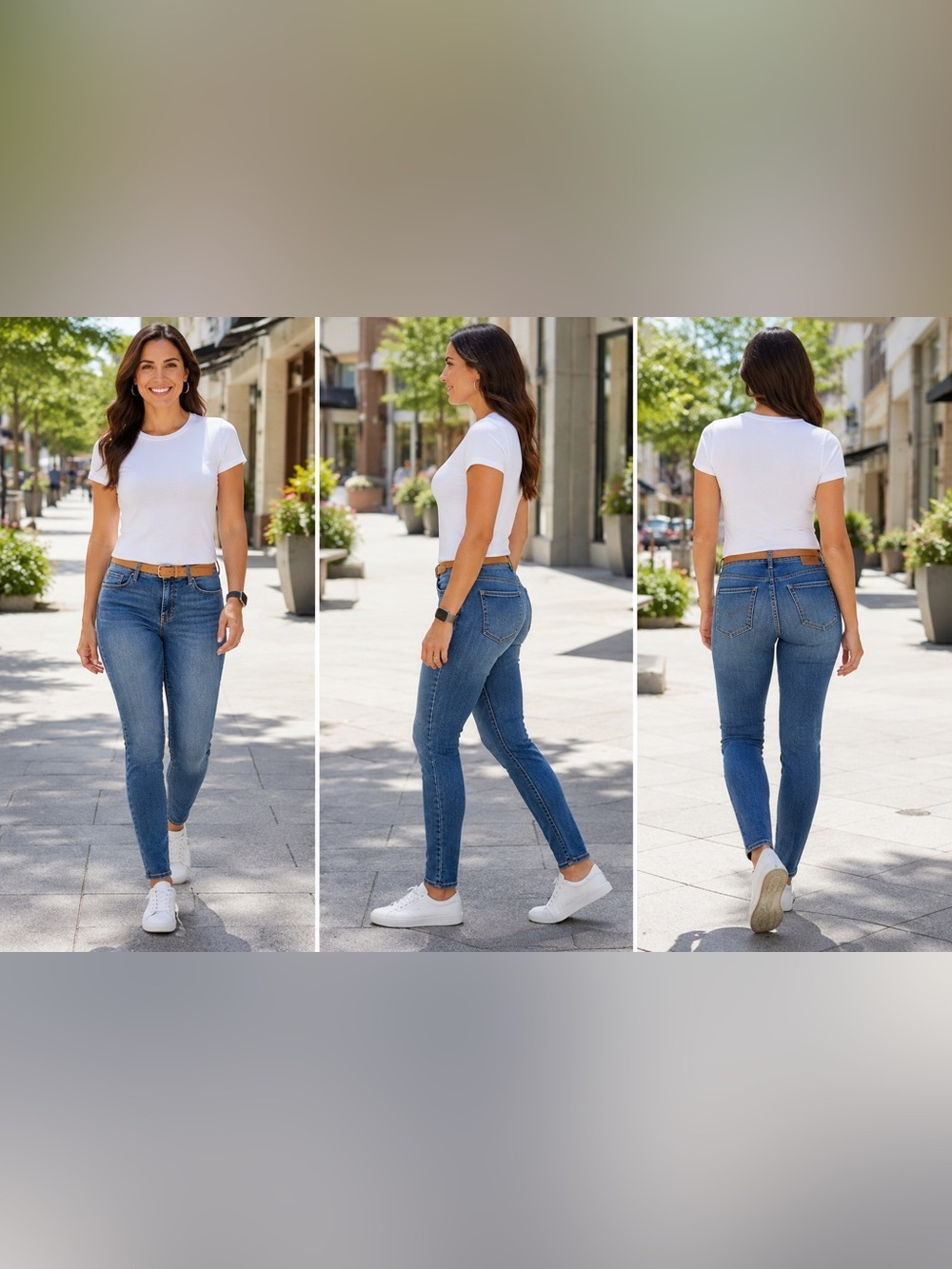 Athleta Size 4 Medium Wash Stretch Skinny Jeans Mid Rise Blue Denim Pants | EUC